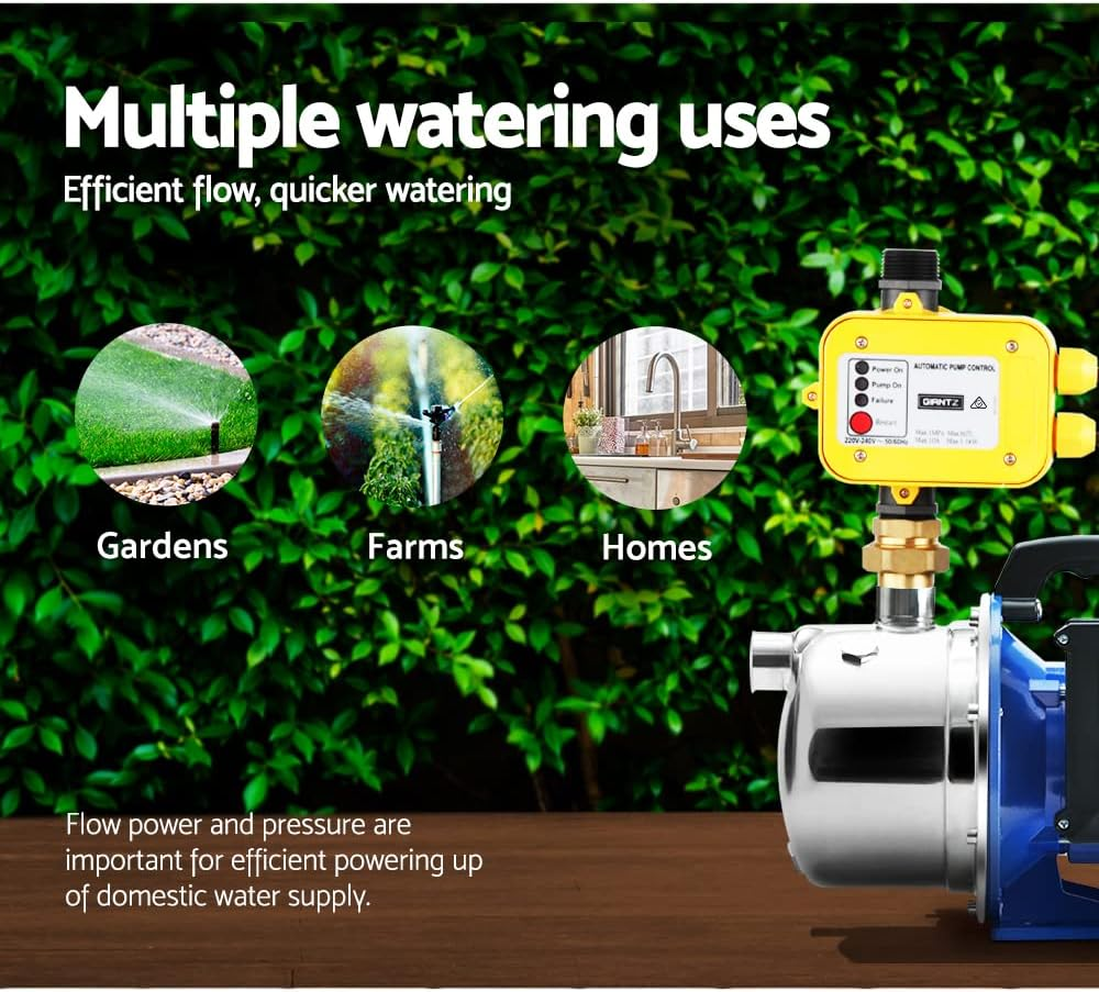 Giantz Water Pump, 2300W 4600L/H Electric High Pressure Garden Jet Pumps Controller Irrigation for Pool Pond Tank Home Farm, Portable Automatic Switch Anti-Rust Stainless Steel Body Black image number 1