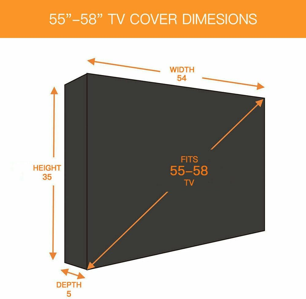 Leona Co Waterproof Outdoor TV Cover for 30-65 Inch TV with Bottom Cover, Dustproof and Weatherproof TV Screen Protectors with Remote Control Pocket for LED, LCD, OLED Flat Screen Tvs (For 55-58" TV)