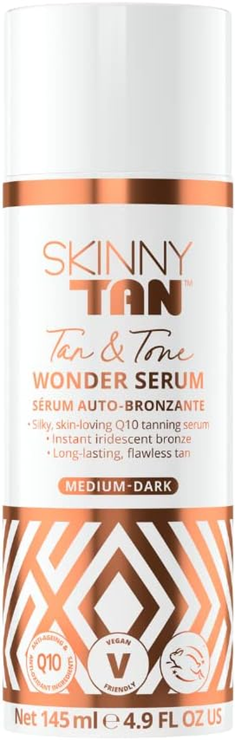 Skinny Tan Wonder Serum Fake Tan - Streak Free Self Tan with Youth Boosting Q10, Vitamin E & Aloe Vera for Hydrating Skincare, Vegan & Cruelty Free | Develops in 6 to 8 Hours - Enrich with Aloe Vera and Vitamin E (Medium) 145Ml image number 4