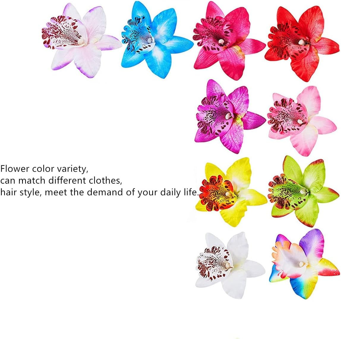 Flowers Hair Clips, 10PCS Orchid Flower Alligator Clips, Bohemian Flower Hairpin, Artificial Tropical Flower Hair Clip for Women and Girls image number 1