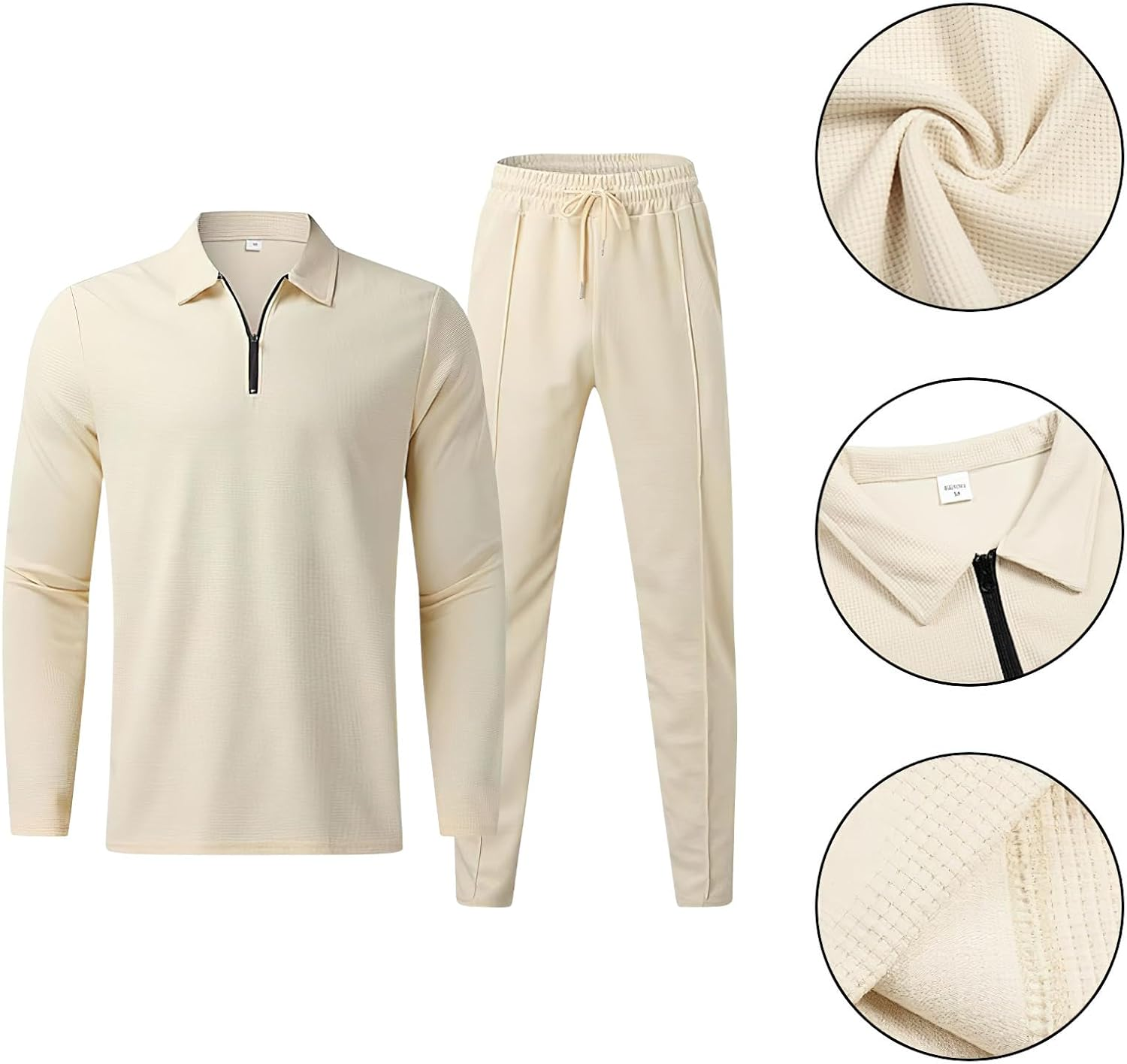 Amropi Herren Trainingsanzug Pullover Rei&szlig;verschluss Sweatshirt Und Jogginghose Sportanzug image number 4