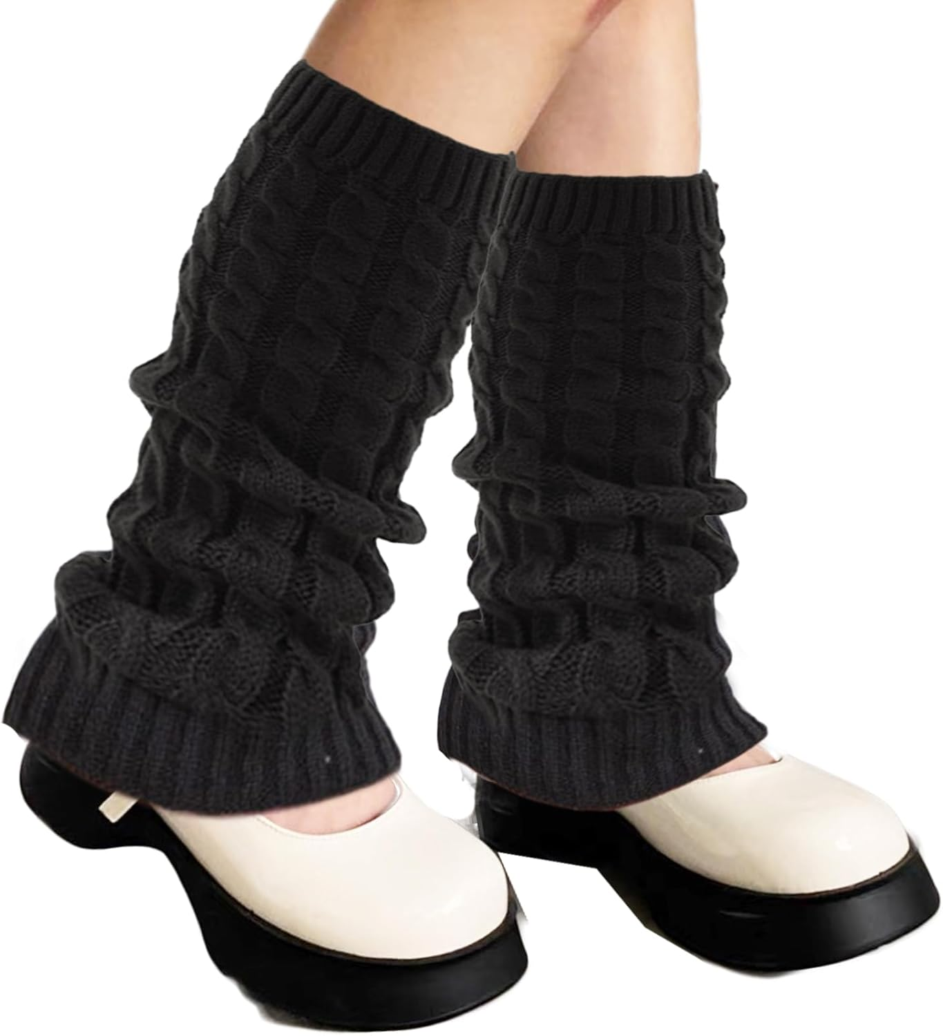Knitted Ribbed Stirrup Leg Warmers for Women - Extra Soft Long for Winter, Yoga, Dance
