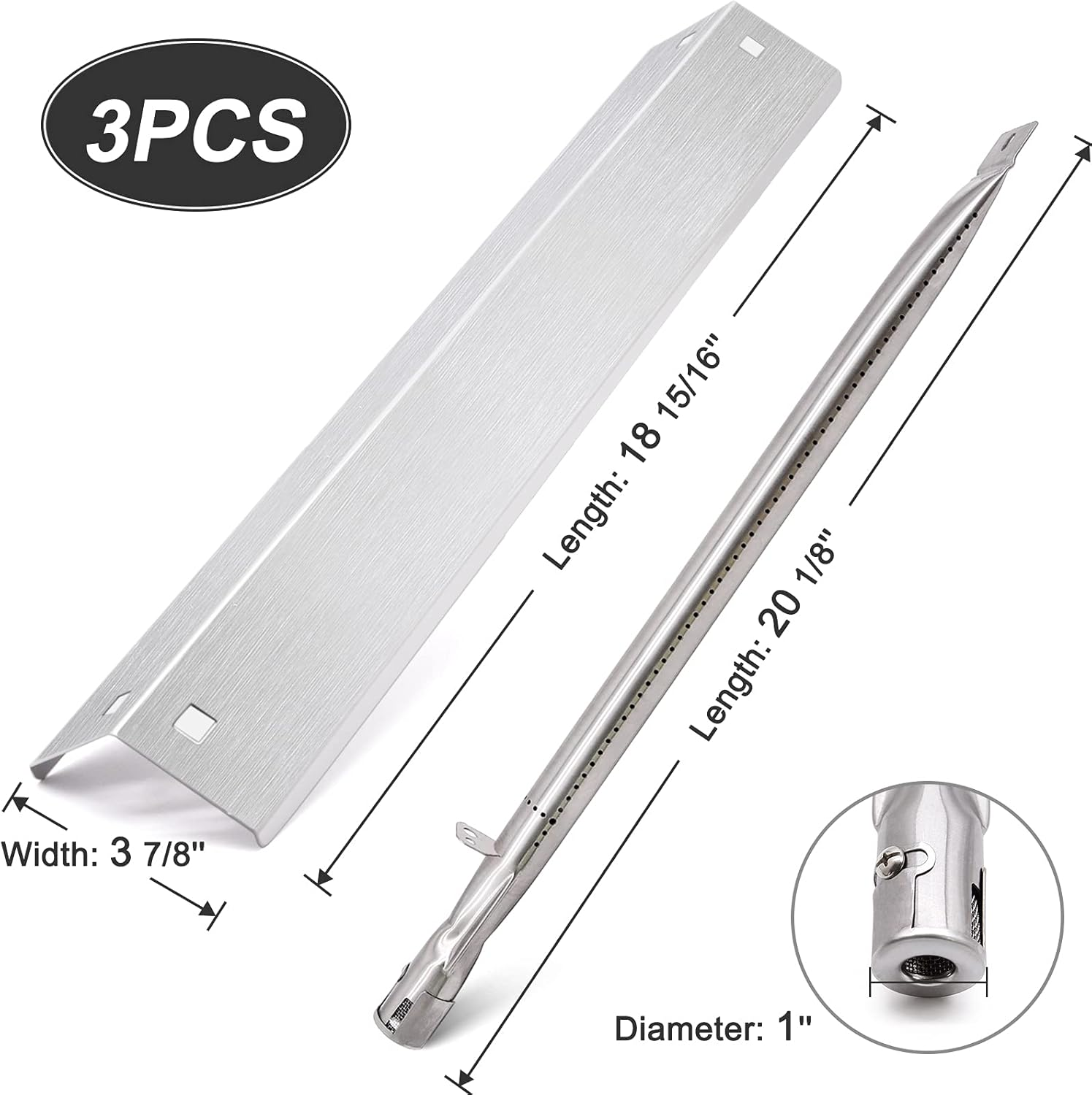 Adviace Grill Parts Kit for Char Griller 5050 5650 3001 5072 3072 3008 5252 3030 300 Replacement Parts, Flame Shields, Burner Pipes, Burner Tube/Flare up Shield Support Kit image number 4