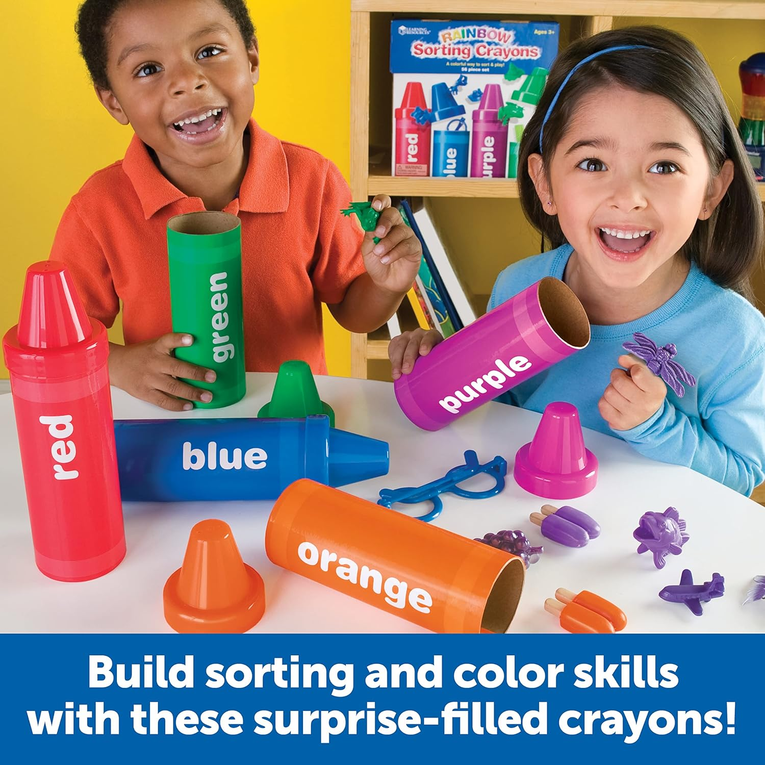 Learning Resources Rainbow Sorting Crayons, Early Recognition 56 Pieces, Ages 3+ image number 1
