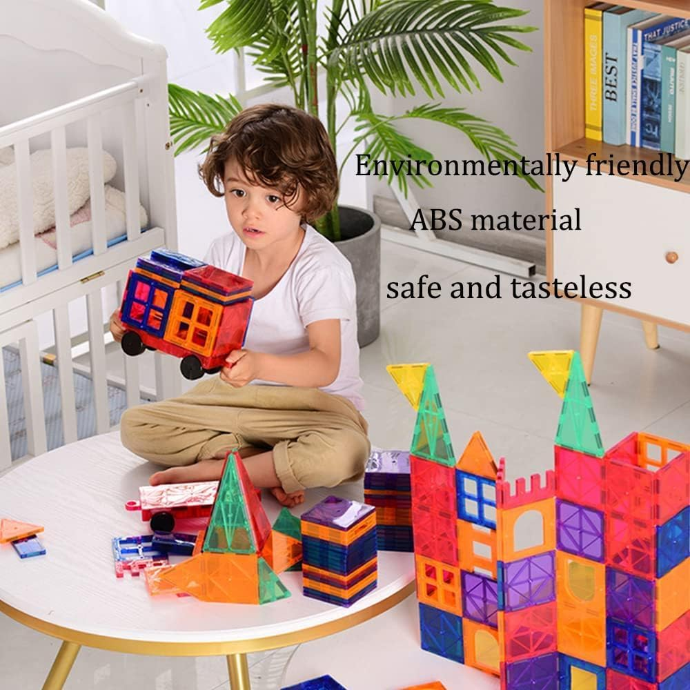 Magnetic Tiles Building Blocks,Clear Magnetic 3D Building Blocks Construction Playboards,120Pcs Educational Magnet Toys Recreational, Educational for Children Ages 3 Years + (120PCS) image number 6