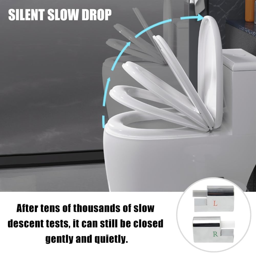 Toilet Seat Hinges Replacement Set, Metal Alloy, Soft Close, Universal Fit, Left & Right image number 2