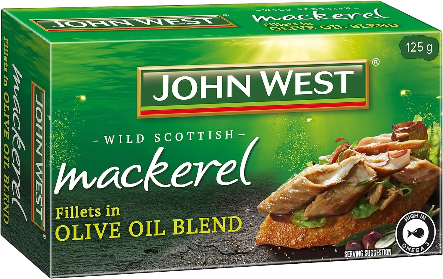 John West Wild Scottish Mackerel Fillets in Olive Oil Blend12 X 125 G image number 1