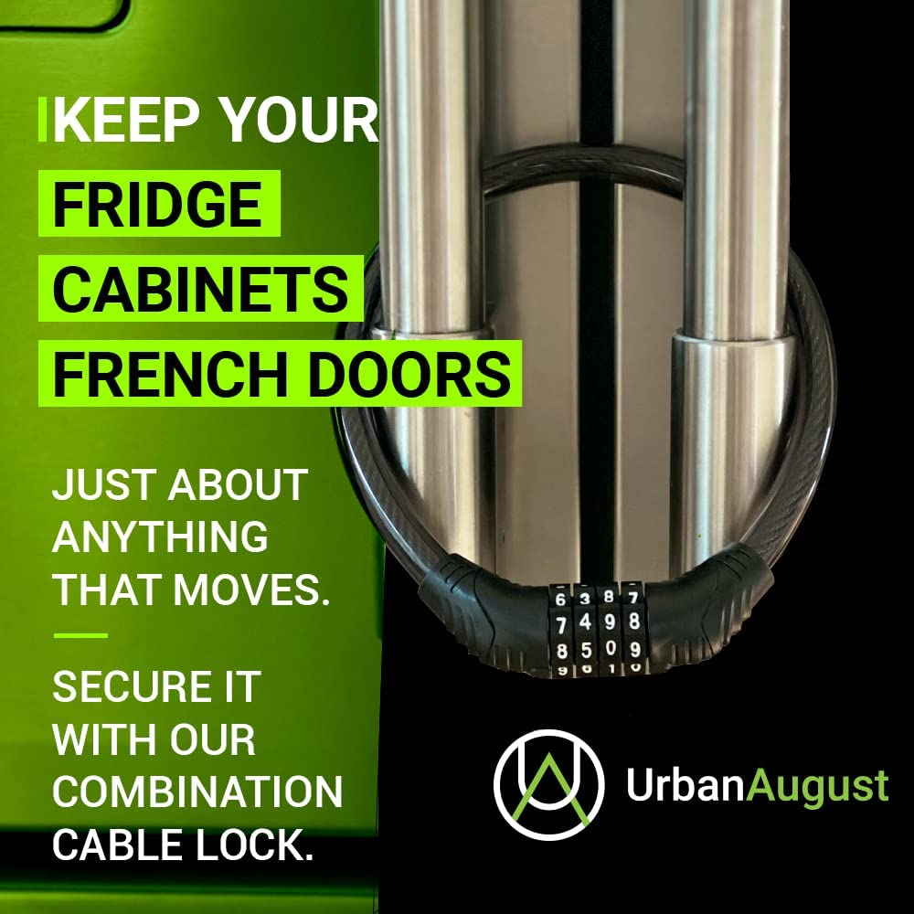 Urban August Fridge Lock: Multi-Functional Cable Combination Lock, for French-Door Refrigerators and Cabinets (Two) image number 1
