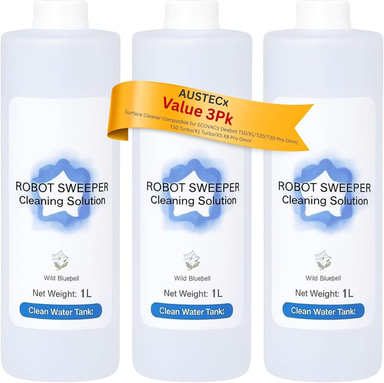 Austecx 1L Surface Cleaner Compatible for ECOVACS Deebot T10/X1/T20/T30 Pro Omni, T10 Turbo/X1 Turbo/X5 X8 Pro Omni, 3 Bottle Set - Premium ECOVACS Cleaning Solution image number 3