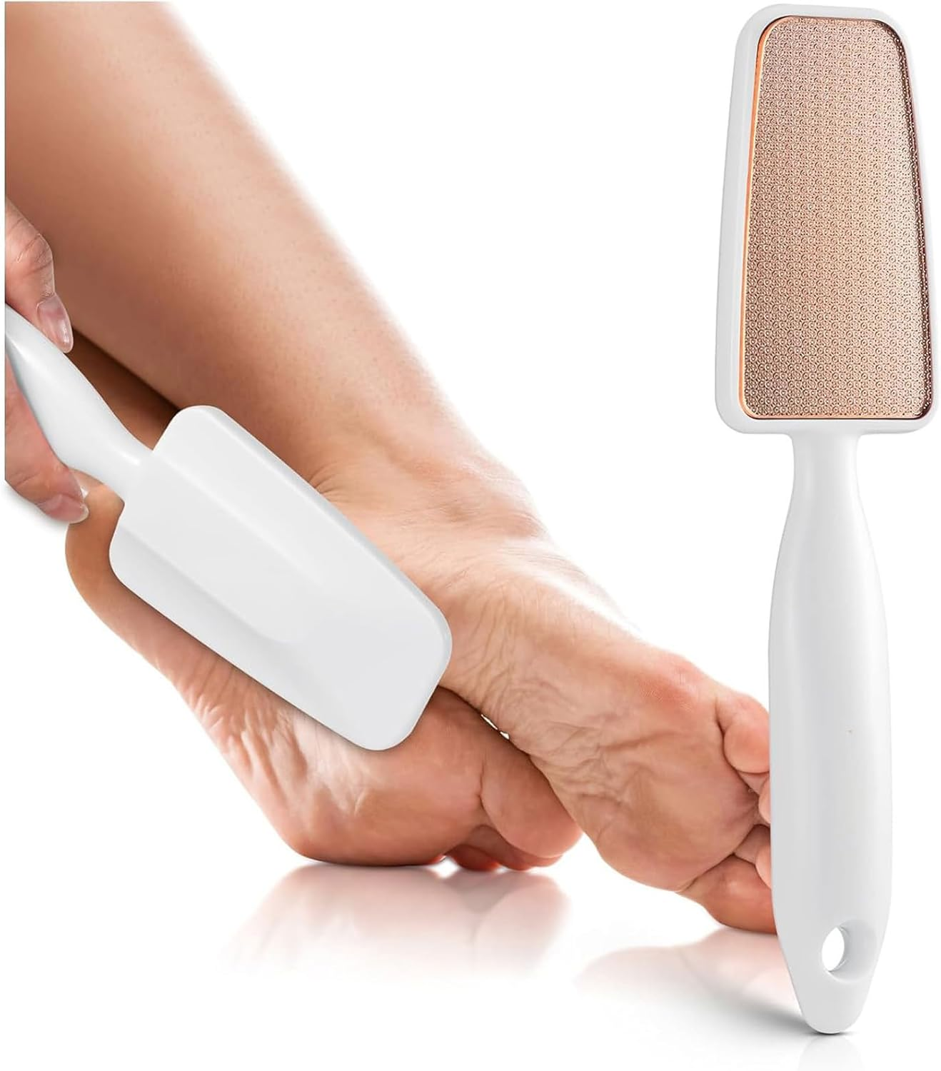 Glass Foot File Callus Remover,Foot Filefoot Scrubber for Dead Skin, Cracked Heel Foot Scraper for Dead Skin,For Cracked Feet,Heels, Elbows Foot Scraper - White image number 2