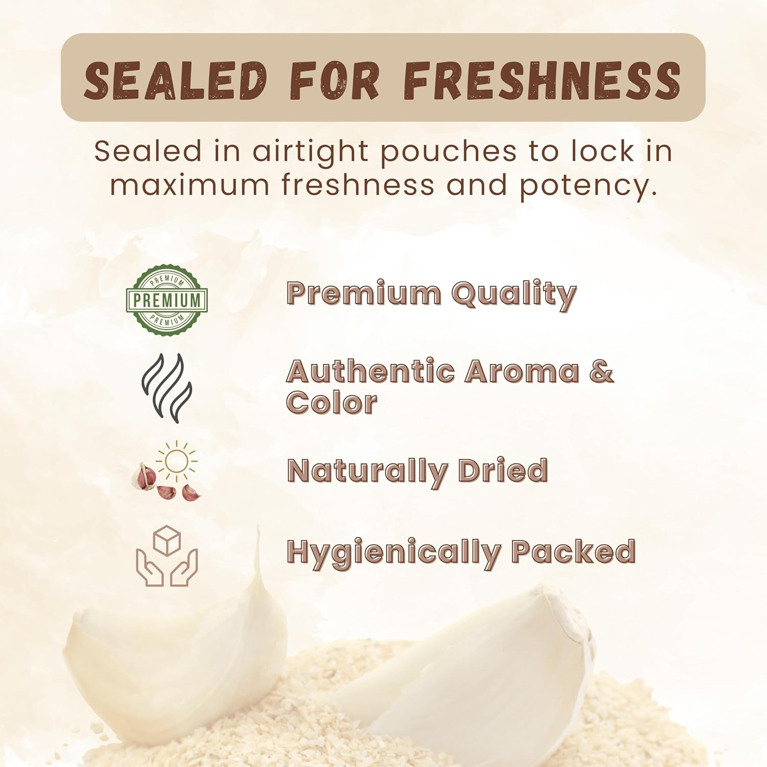 Exotic Veda Garlic Powder | 100% Pure & Natural | Garlic Seasoning for Flavor Vegetables, Grilled Sandwiches, Salads, Dressings and More| Multipurpose Use in Your Food| No Additives, No Preservatives | 100G Pack image number 2