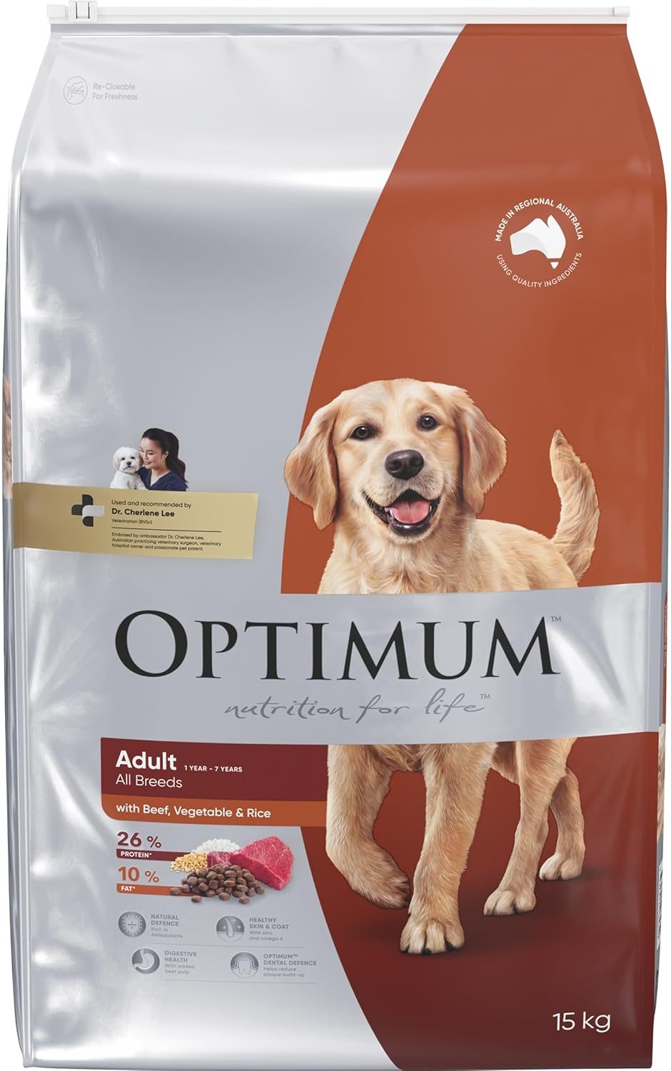 OPTIMUM Adult Dry Dog Food Beef, Veg & Rice 15Kg image number 2