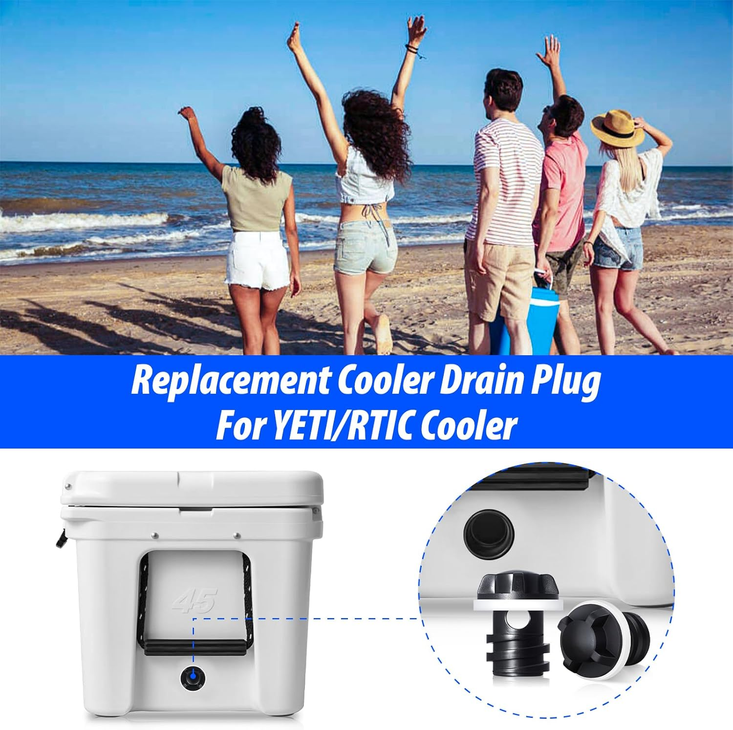Cooler Drain Plug for YETI, 2 Pack Replacement Cooler Accessories, Compatible with YETI Tundra, Tank and RTIC Coolers, Ice Chest Plug for YETI image number 1