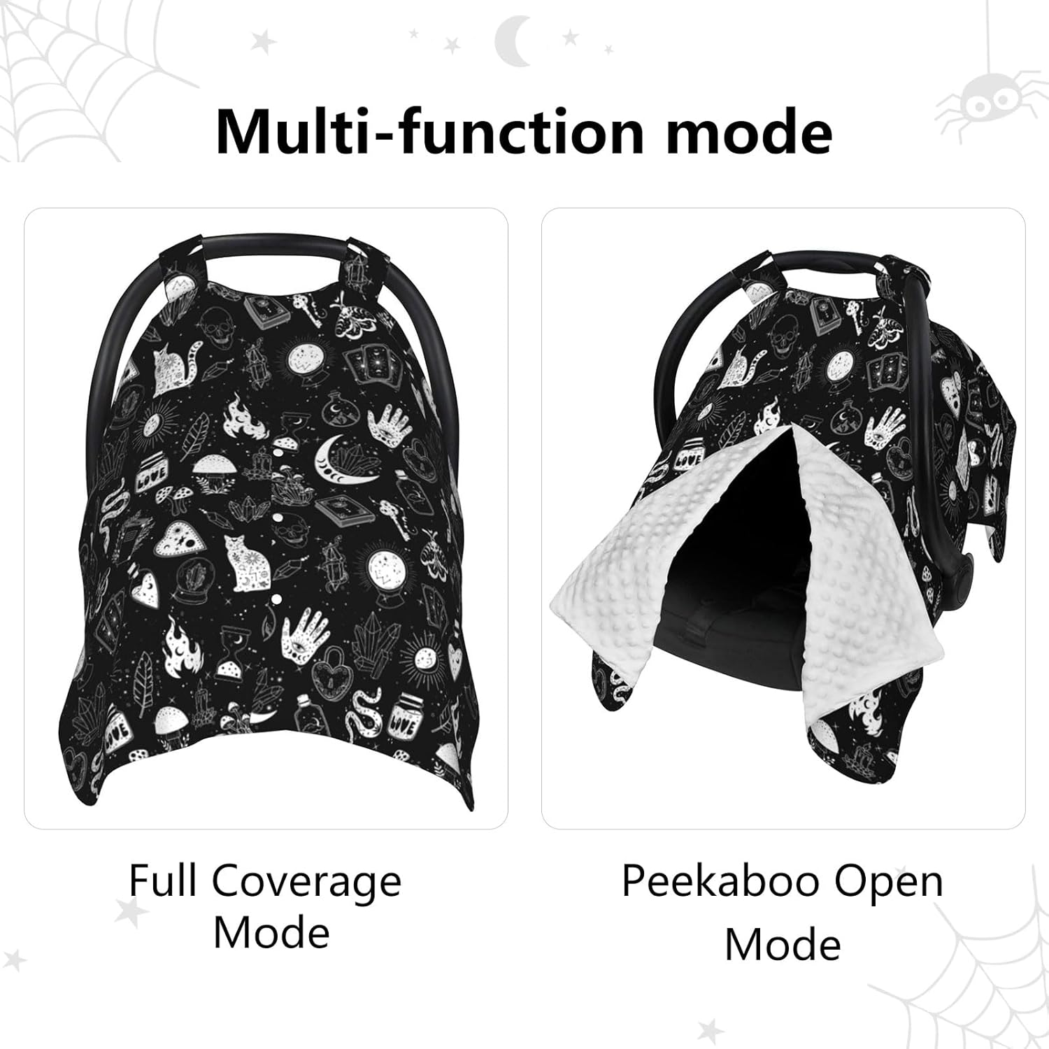 Goth Carseat Covers Baby, Gothic Winter Carseat Cover for Baby, Minky Baby Car Seat Cover for Boy & Girl, Peekaboo Opening Car Seat Canopy for Newborn, Multi Use Mom Nursing Cover, Gothic image number 1