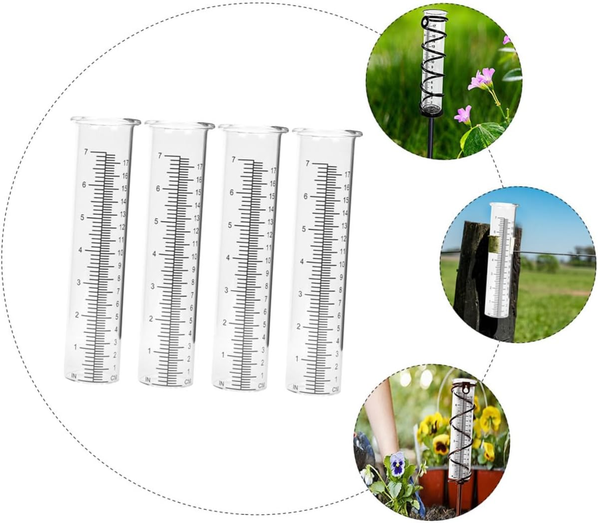 Abaodam 4Pcs Glass Rain Gauge Tubes with Scale Design Transparent Rain Measuring Tools for Outdoor Accurate Precipitation Measurement and Wear-Resistant image number 5