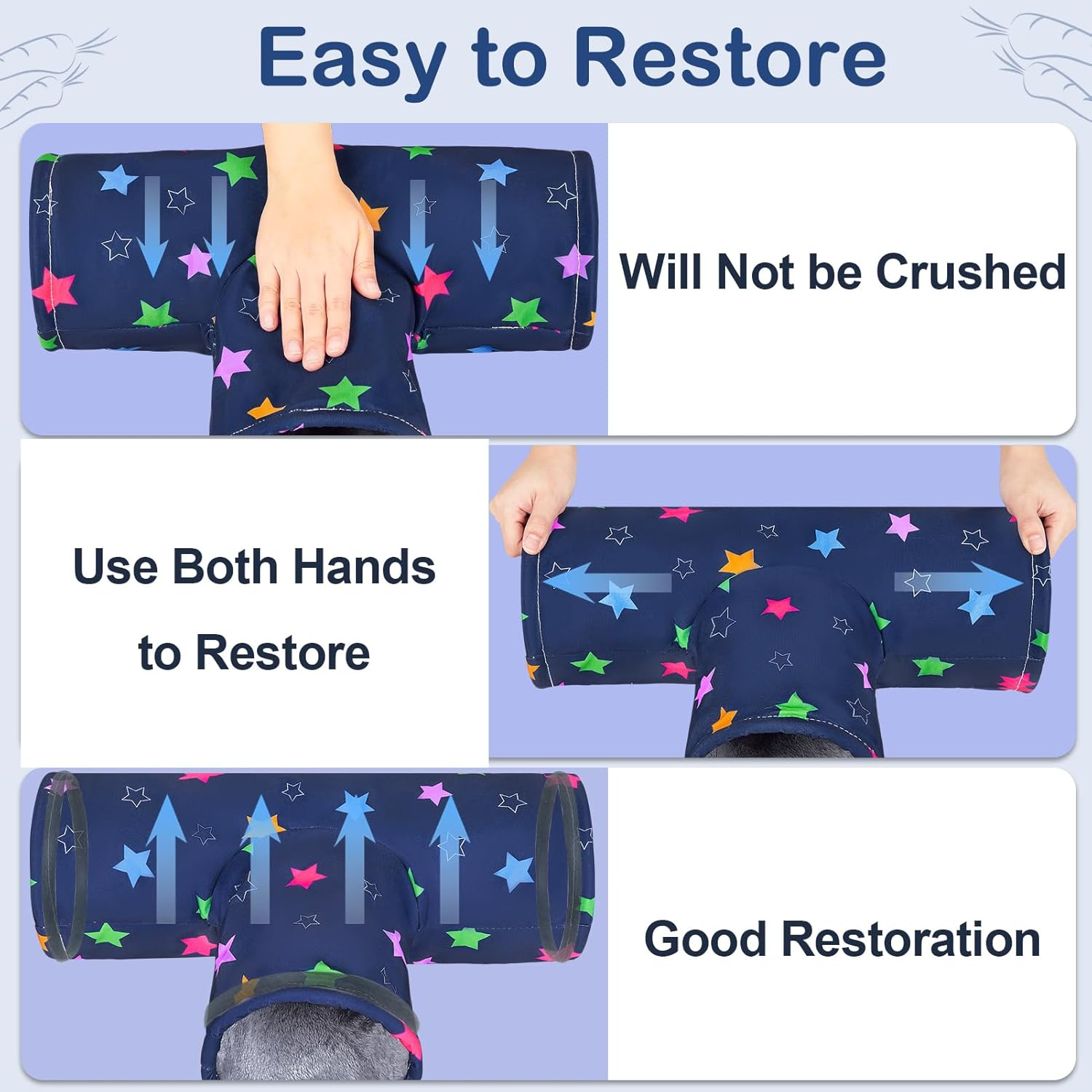 Glittme Guinea Pig Tunnel Machine Washable Guinea Pig Hideout Portable Rabbit Tunnel Soft Ferret Tunnel for Playing Resting Guinea Pig Accessories for Guinea Pig, Hedgehogs, Hamster,Colorful Stars