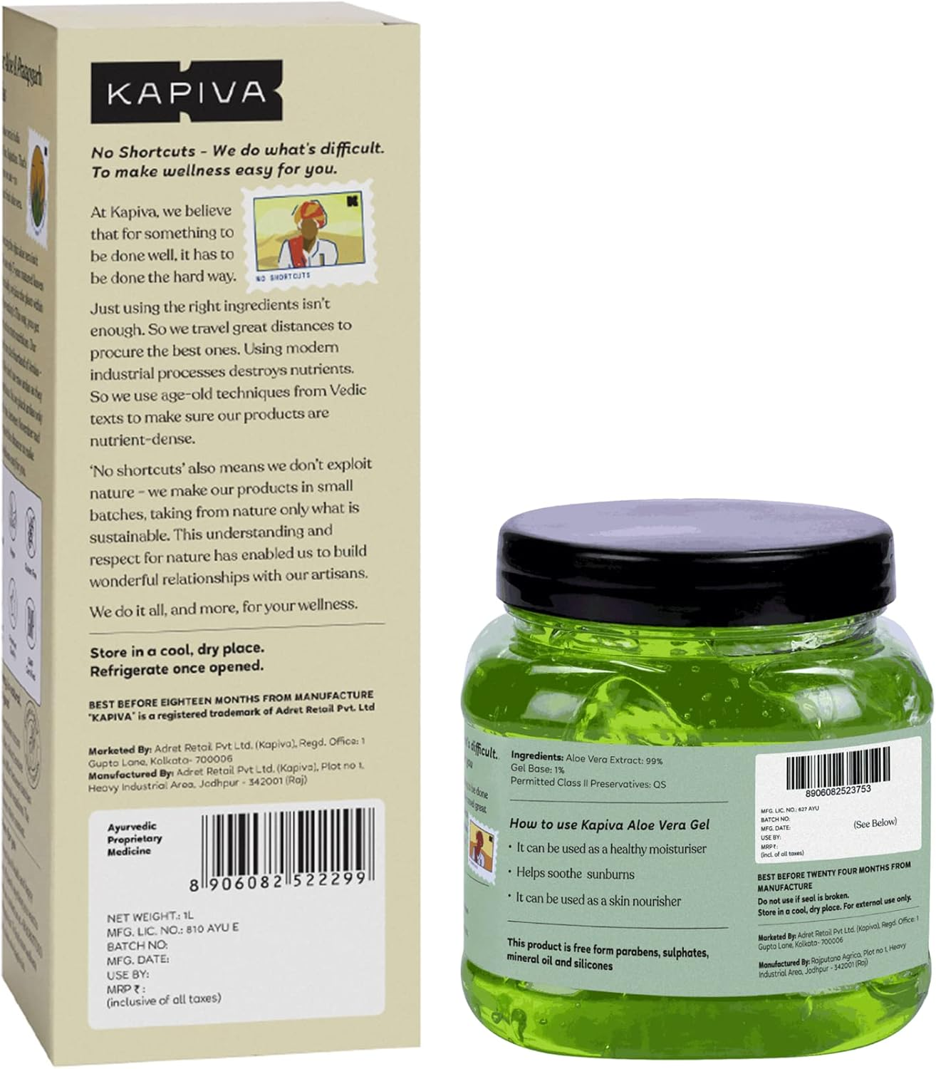 Kapiva Aloe Vera Amla Juice + Aloe Vera Gel | Skin & Hair Care Combo