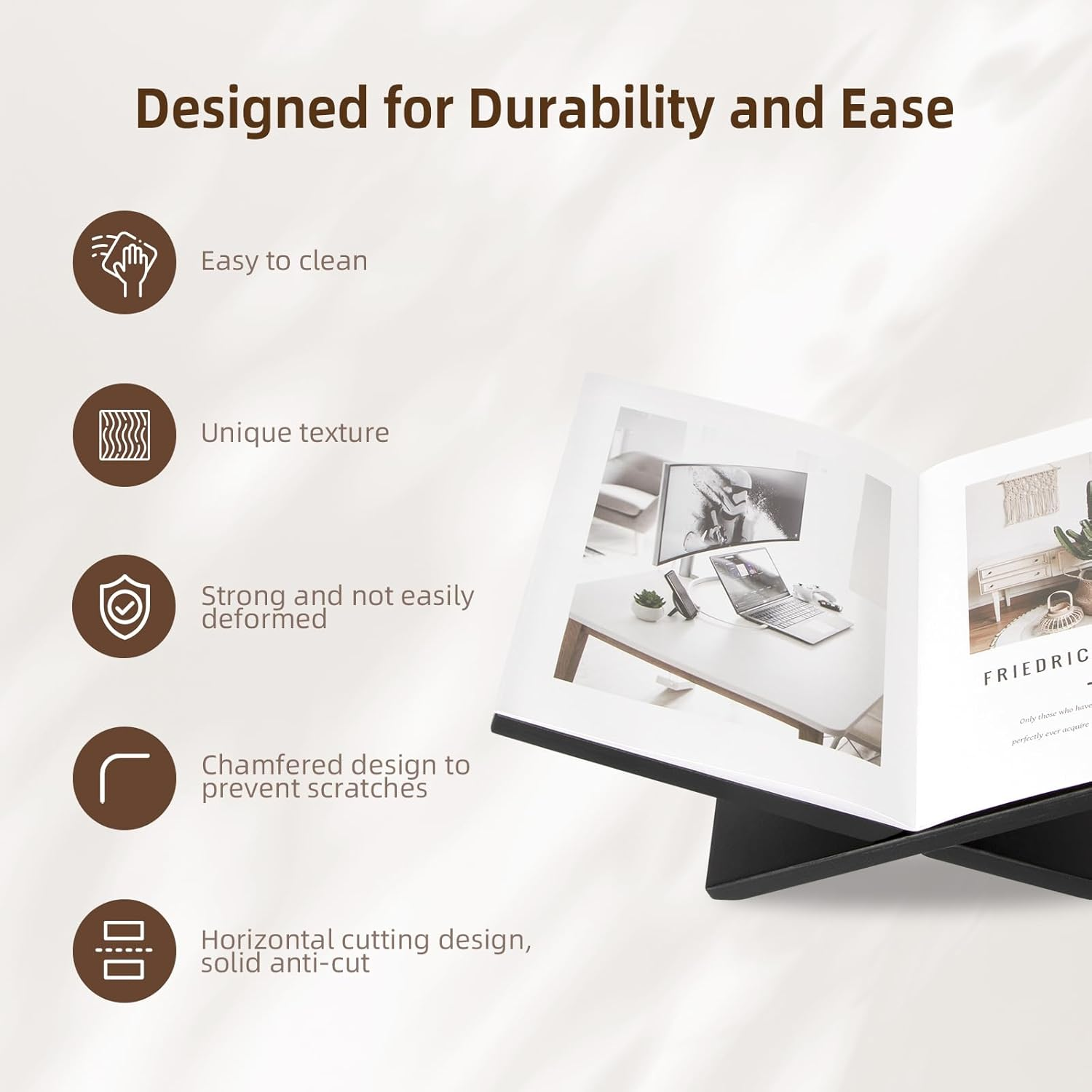 PUERSI Open Book Display Stand, Wooden Large Book Holder, Coffee Table Book Stand, Wood Book Easel for Magazine, Art Book, Cook Book, Bible, Quran - Black image number 2