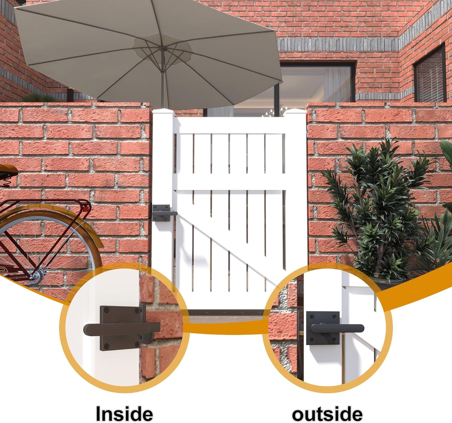 Sdstone Double Side Gate Latch,Heavy Duty Swinging Door Latch Gate Hardware for Wooden Fence,Gate Hardware for Left Inswing Outdoor Wooden Gates, Pool Gate, Backyard, Garden image number 4