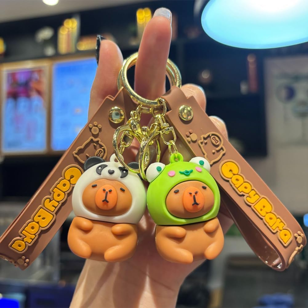 Capybara 2 X Cartoon Animal Shaped Keychain, Keychain for Bag Accessories, Birthday Gift for Children image number 2