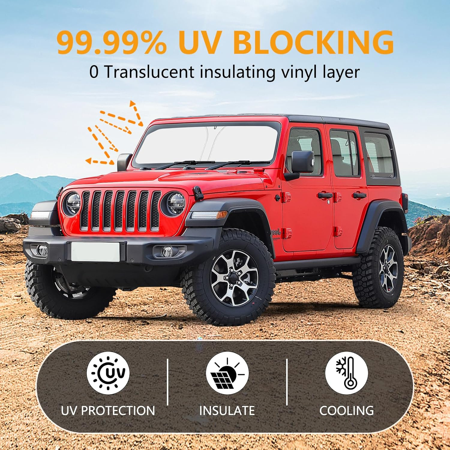 For Jeep Wrangler JL JLU 2018-2025 / Gladiator 2020-2025 Sunshade, Car Front Window Covers Sun Visor Protector, Foldable Blocks UV Rays Windshield Sun Shade for Jeep Wrangler Gladiator Accessories image number 4