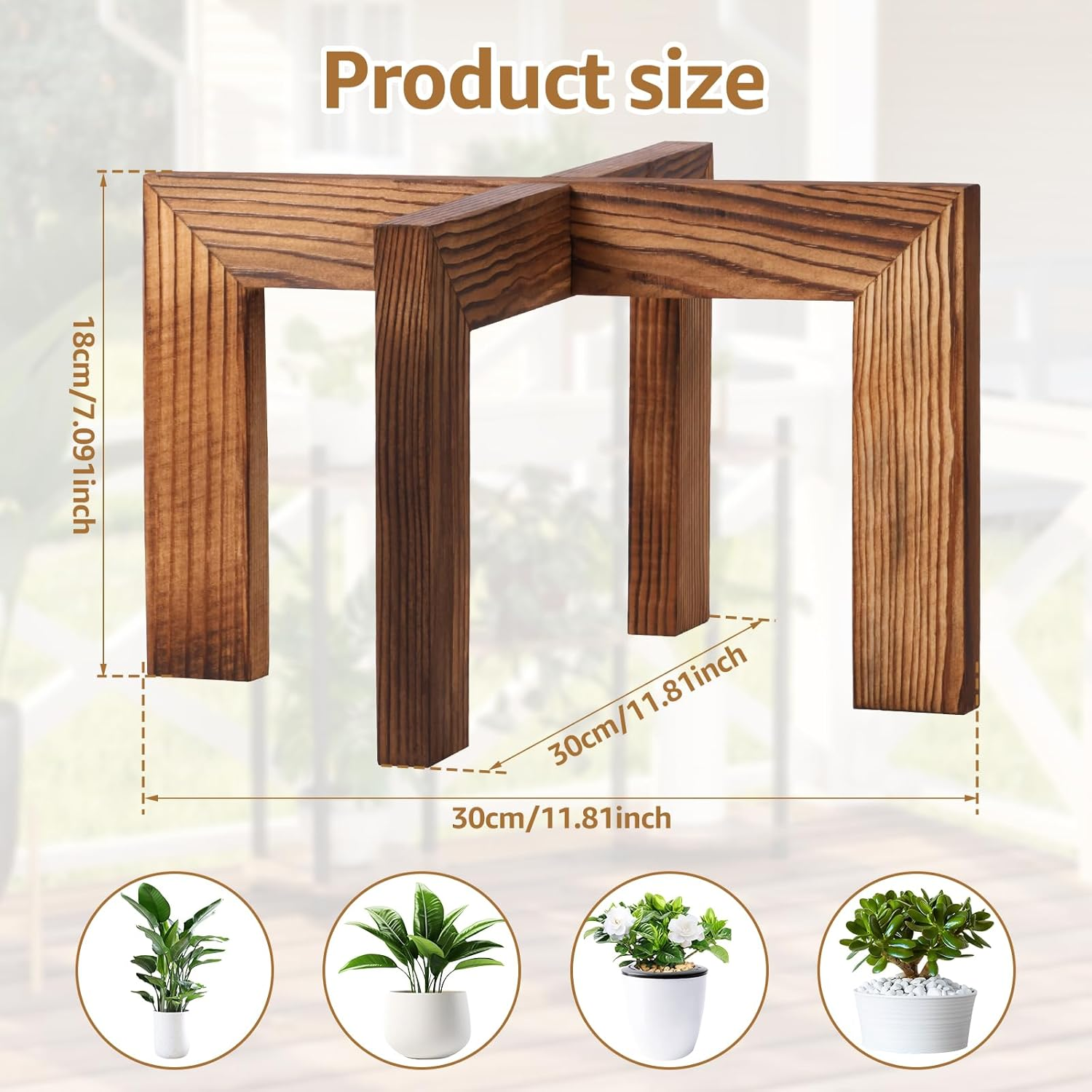 Awobepl Plant Stand Indoor Wood Plant Holder Minimalist Wood Flower Pot Stand Rustic Planter Stand Sturdy Wood Plant Holder for Indoor Home Office Plant image number 1