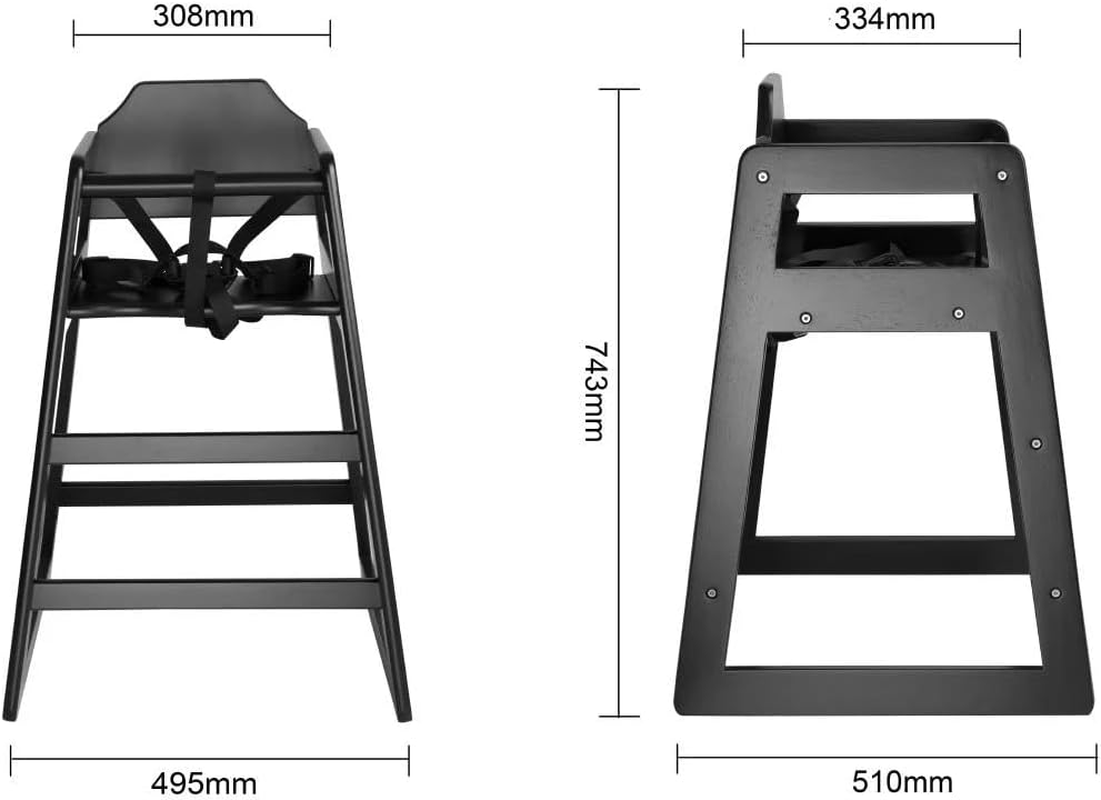 Bolero Wooden High Chair, Black image number 2