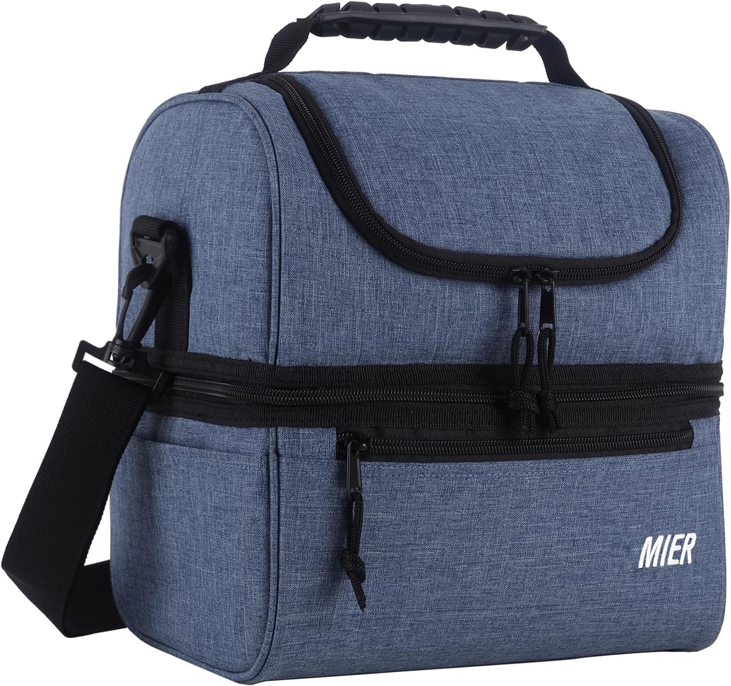 MIER Lunch Bag 2 Decks Cooler Bag Men Women Insulated Lunch Box Bag for Work Travel Picnic Daytrip, 11L, Blue