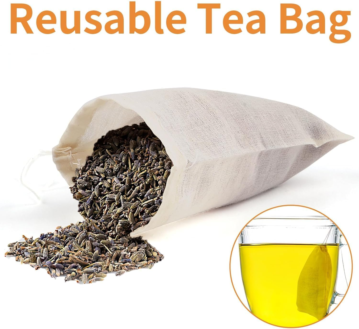 40 Pcs Reusable Muslin Spice Bags &ndash; 10X15 CM Natural Cotton Drawstring Bags for Cooking, Soup, Tea, Straining, and Herb Sachets, Unbleached Cheesecloth for Loose Tea and Cheese image number 1