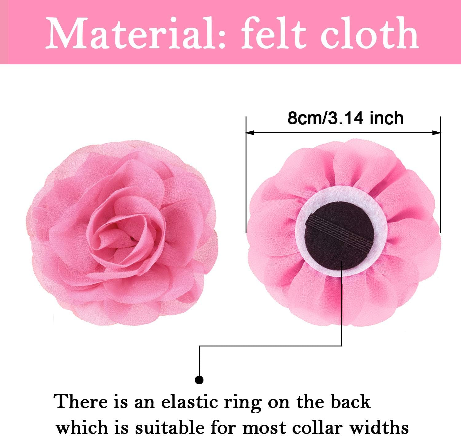 4 Pieces Dog Flower Bow Collar Multicolored Pet Bow Collar Dog Charms Flower Set for Puppy Dog Collar Cat Pet Grooming Accessories (Green, Lake Blue, Light Purple, Pink) image number 3