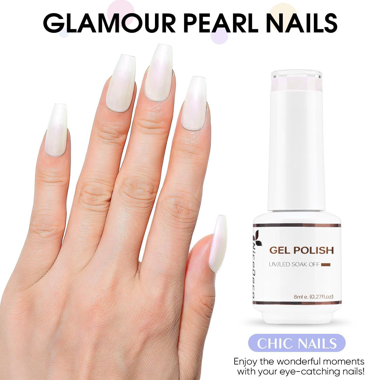 Nicedeco Hema Free Gel Nail Polish Cruelty Free Vegan 1 Pcs 15Ml Pearlescent Gel Polish Soak off LED U V Gel for Nail Art Manicure Salon DIY - 001 image number 3