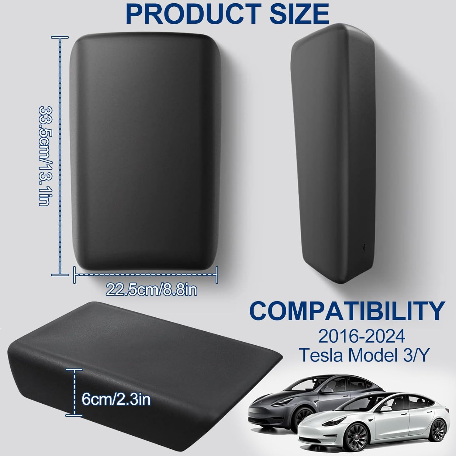 Car Armrest Box Cover for Tesla Model 3 Model Y 2016-2024 Central Control TPE Armrest Anti-Scratch Protector Decoration Tesla Interior Car Accessories (Black) image number 6