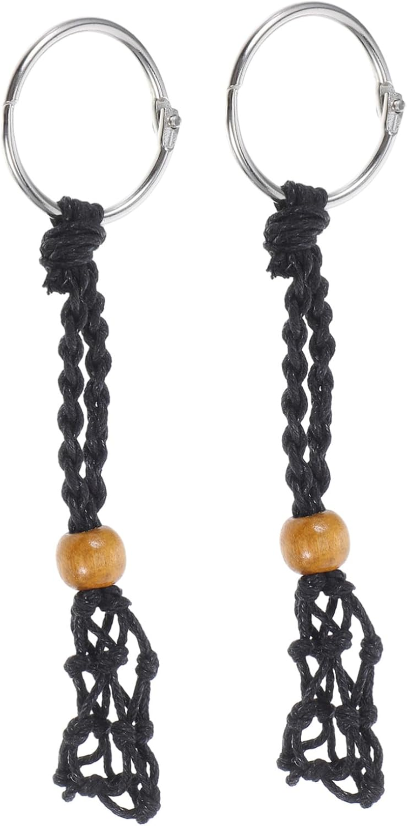 Homoyoyo 2Pcs Handmade Adjustable Net Pocket Keychain for Womens Keychain Crystal Holder Unique Pendant for Bag Car Decoration image number 1