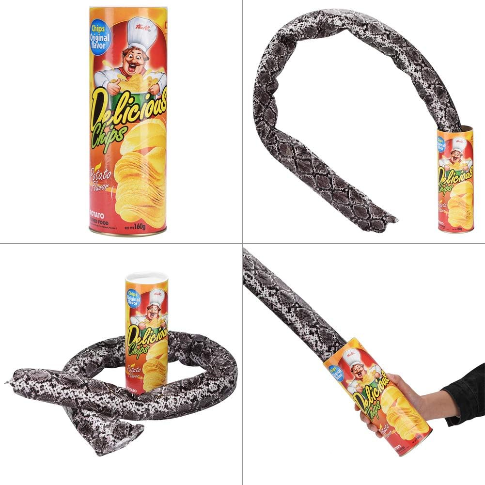 Novelty Potato Chip Can Funny Realistic Pranks Joke Jump Pop Out Spring Snake Trick Toy image number 6