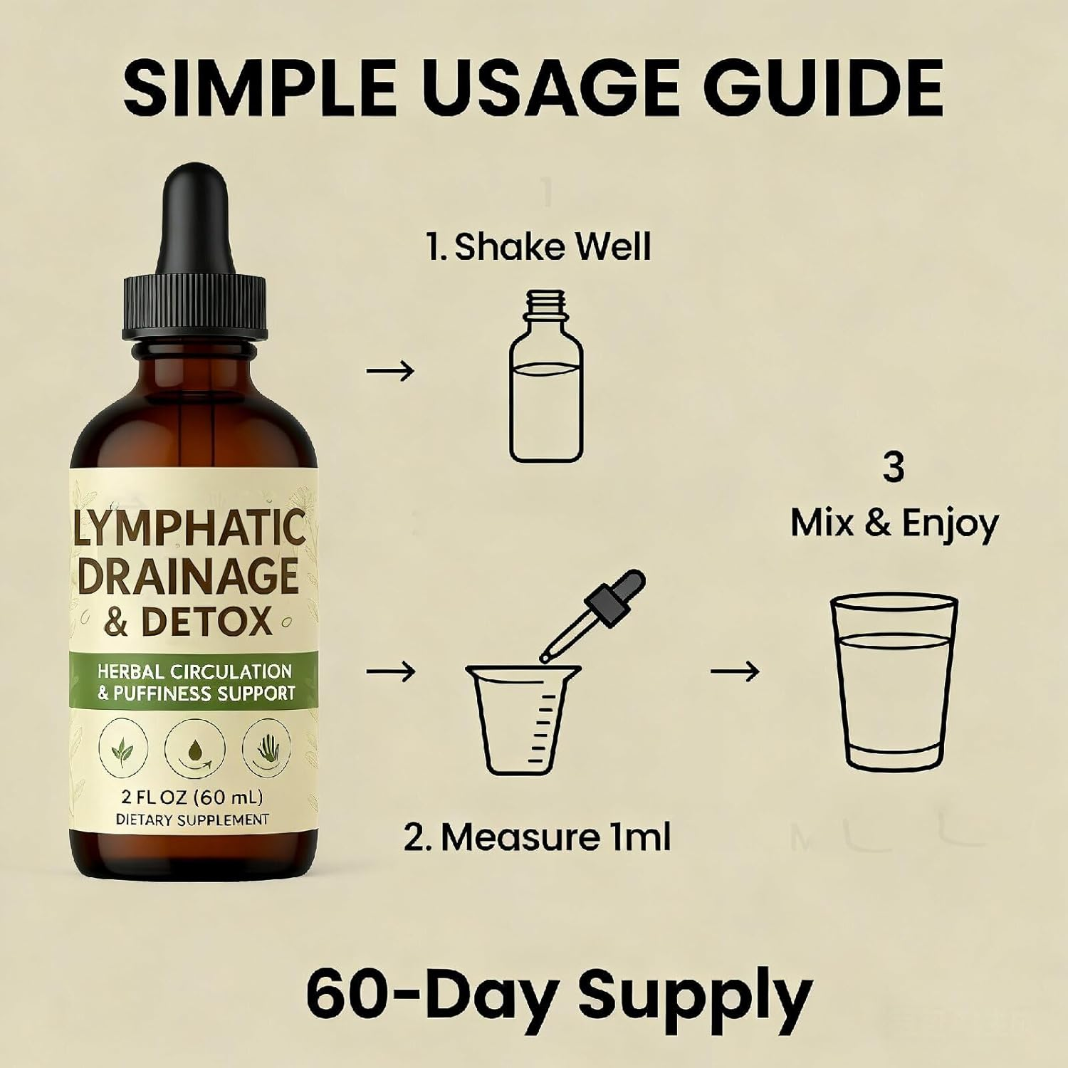 Lymphatic Drainage Drops, Liquid Drops for Everyday Fluid Balance & Circulation Support, Fast-Absorb Liquid, 2 Fl Oz (1)