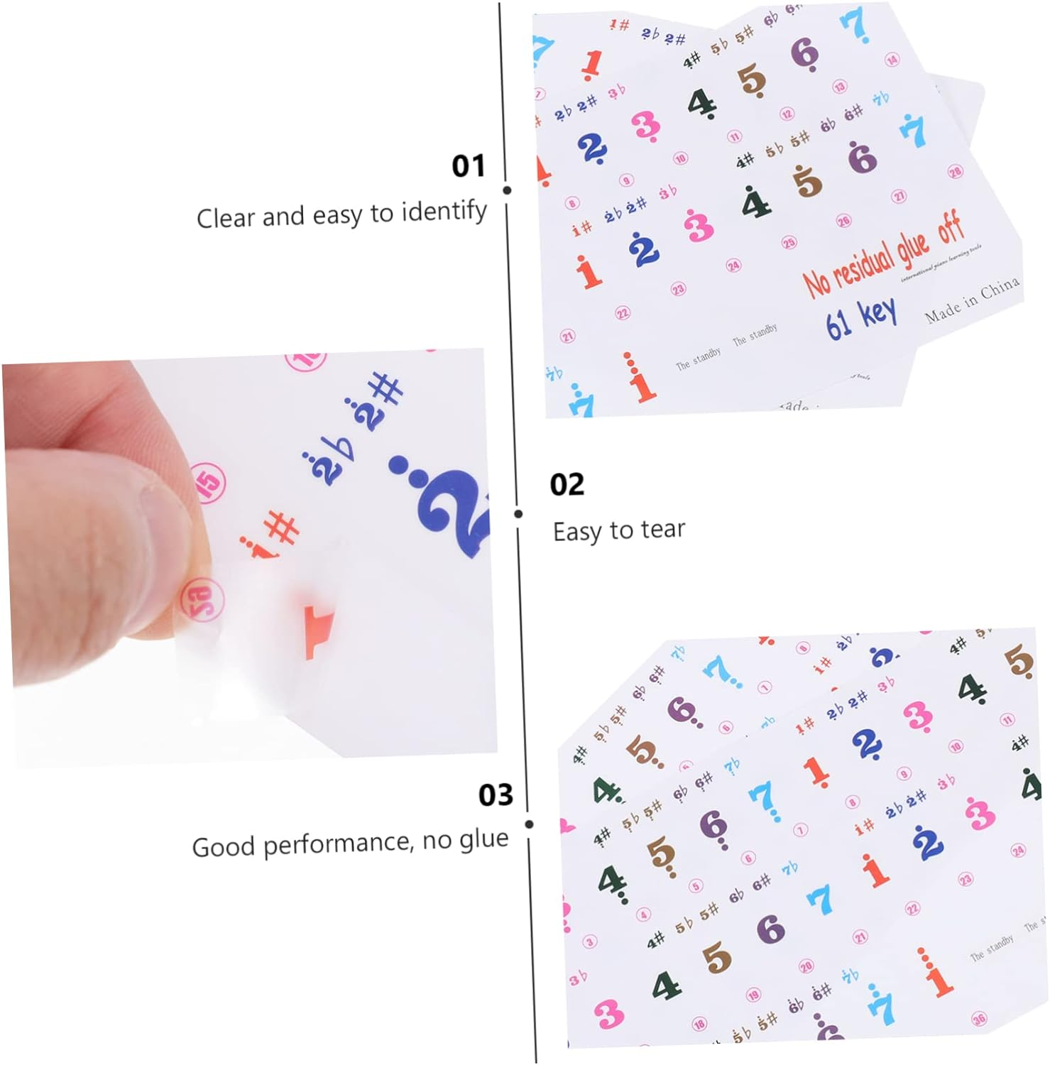 2Sheets Key Piano Keyboard Sticker Piano Chord Stickers for Beginners Adhesive Decals Notes for Organ image number 6