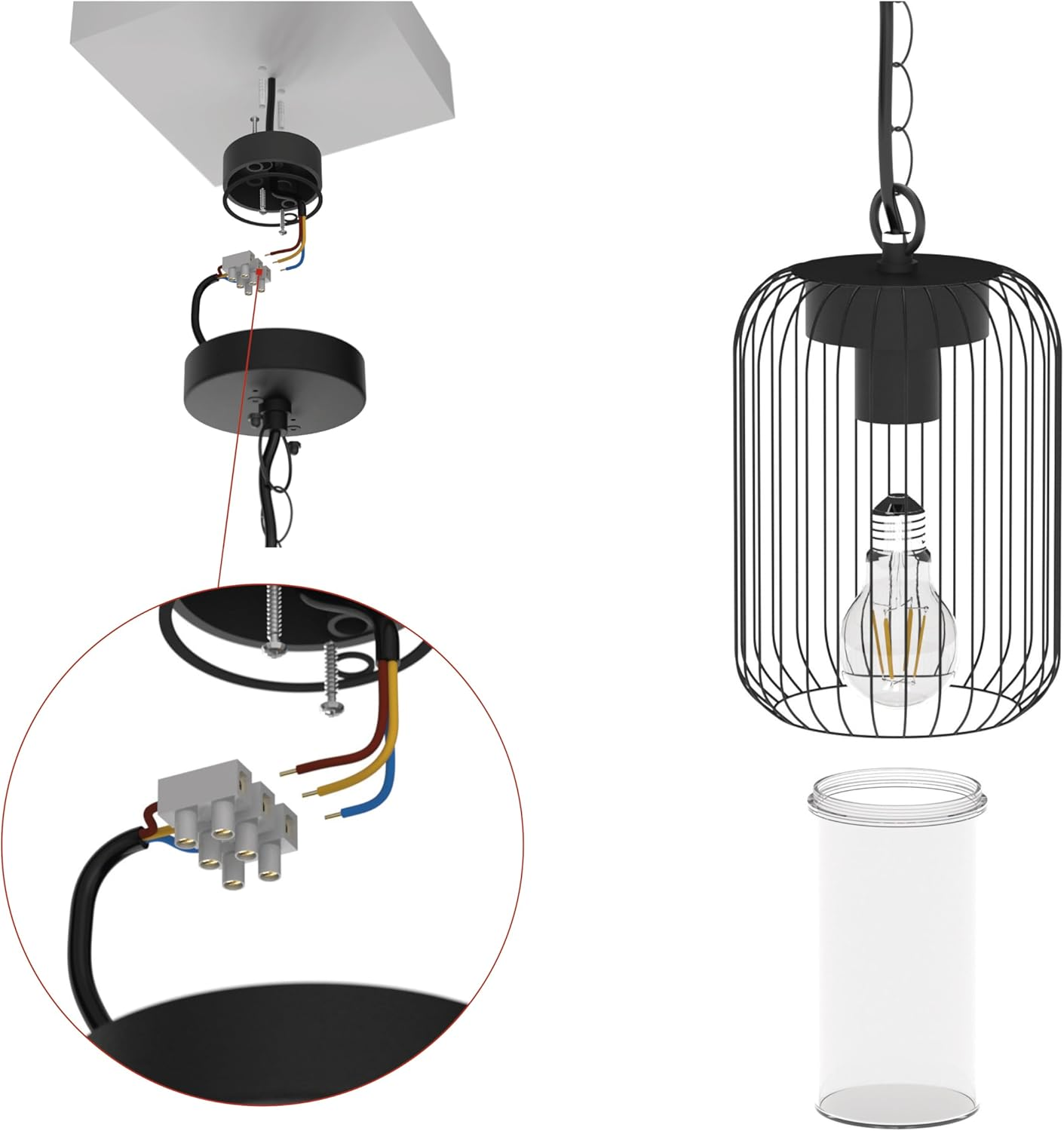 EMOS - Salvia Outdoor Pendant Light for Home and Garden with E27 Socket - Waterproof Pendant Light for E27 Bulb Max. 15 W - Steel Body for Ceiling Mounting image number 4