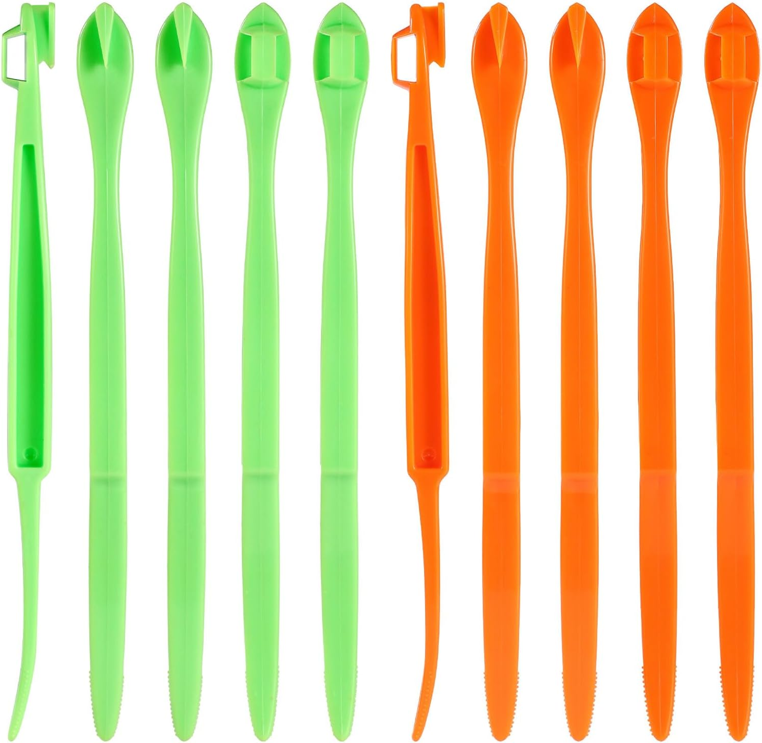10Pcs Orange Peeler Tool, Plastic Orange Peeler Citrus Skin Peelers with Long Handle Citrus Peel Cutter Fruit Skin Peeler Kitchen Accessory Kitchen Gadget(Grass Green & Orange)