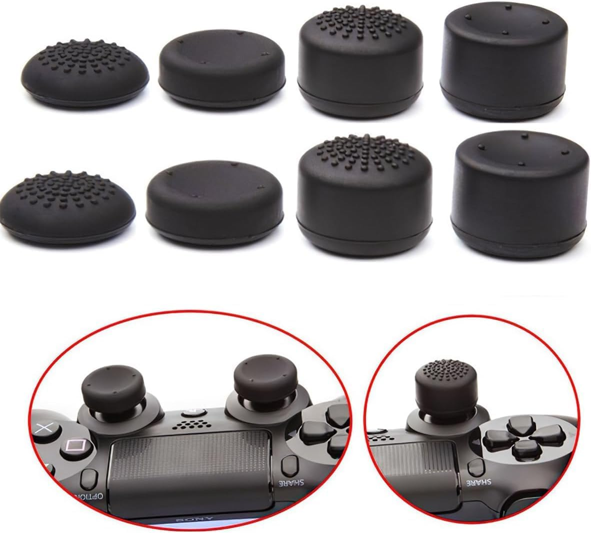 8Pcs Analog Controller Raised Thumb Stick Grips Thumbsticks Joystick Cap Cover, Silicone Analog Controller Joystick Thumb Stick Cap, Thumb Controller Caps Grips Analog Thumbstick Replacement Caps