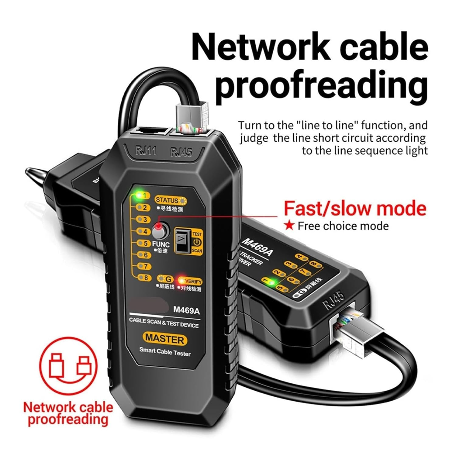 Multifunctional Network Tester， Ethernet LAN Network Wire Tracker with Telephone Line Tester, Network Line Scanning, Power Cable Scanning and POE Switch Test Functions image number 4