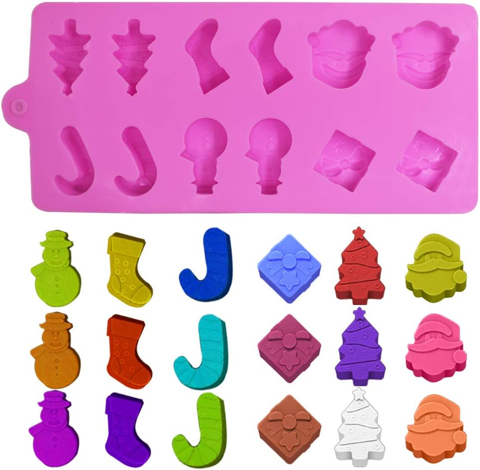 3 Pack Christmas Silicone Mould, Yucool Silicone Candy Baking Mould for Party Decoration, Xmas Gift,With Shape of Christmas Tree, Santa Head image number 5