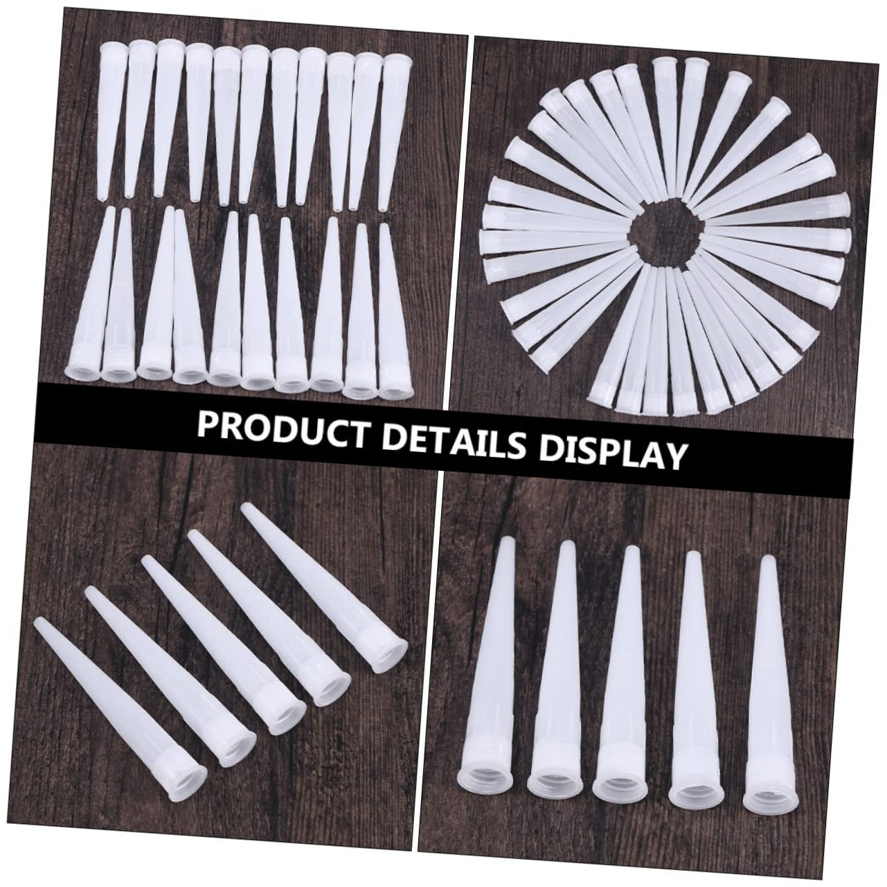 Angoily Caulking Tips, 50PCS Plastic Caulk Tips Extension Nozzle Tip Caulk, Nozzle Caps Tool Extender Reusable Caulking Glue Nozzles Tube Sealants White Tool image number 3