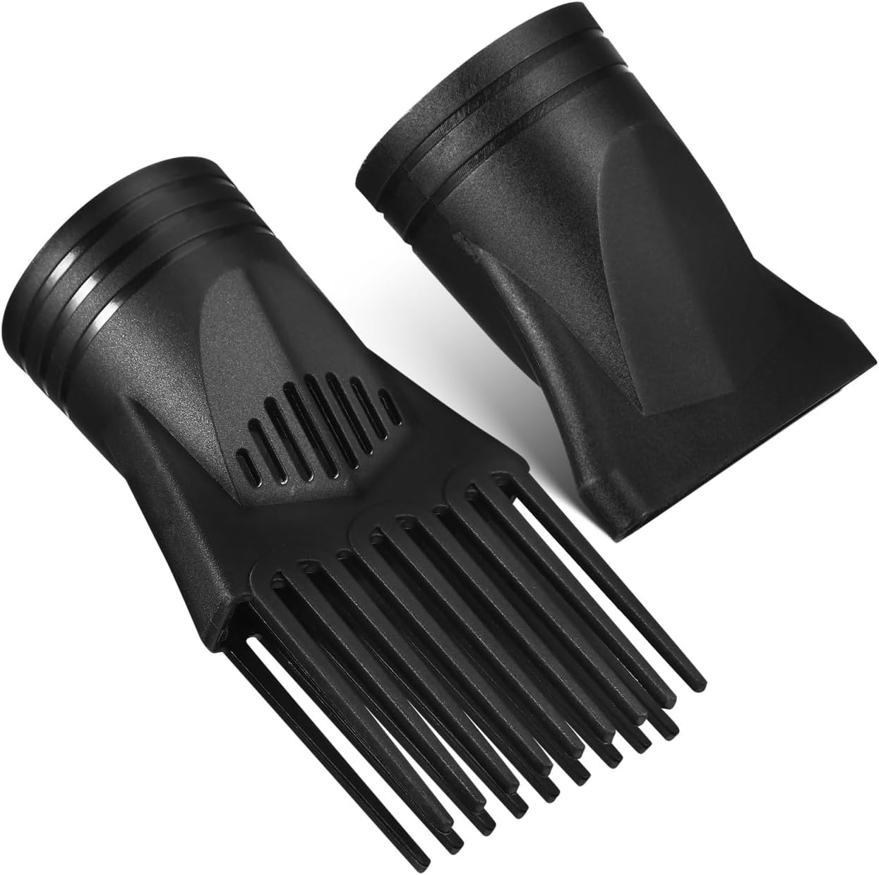 Healeved 2-Piece Professional Plastic Hair Dryer Nozzle Diffuser Set Comb and Long Flat Nozzle Attachment for Universal Hairdryers for Smoothing and Detangling Hair image number 1