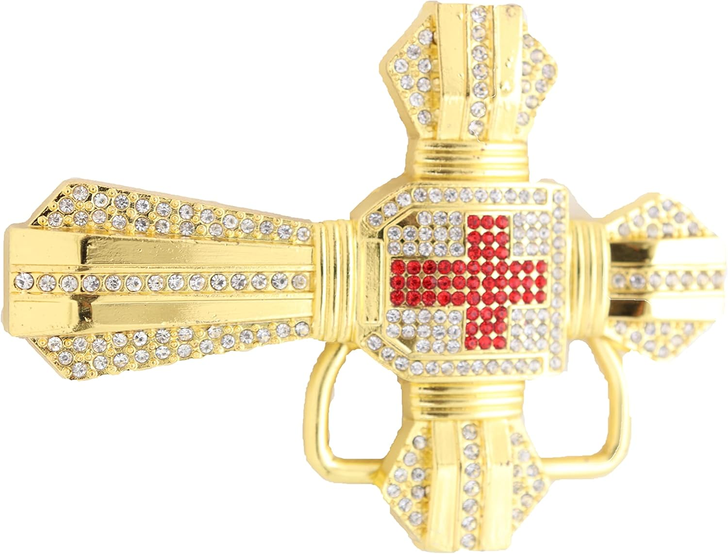 Men Women Gold Metal Belt Buckle Hip Hop Fashion Big Cross Weekend Religious Biker, Silver + Gold, One Size image number 6