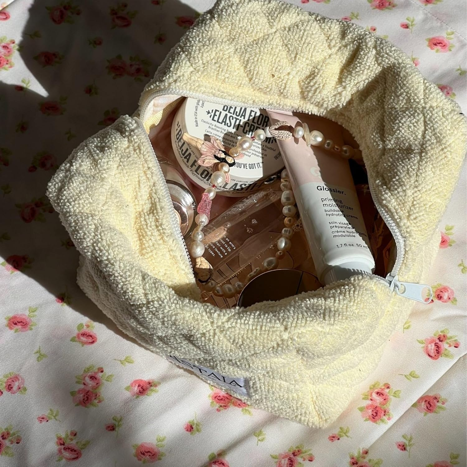 Astala Luna Luna Mini Carry All Cosmetic Travel Bag Mini Beige, Yellow, White image number 1