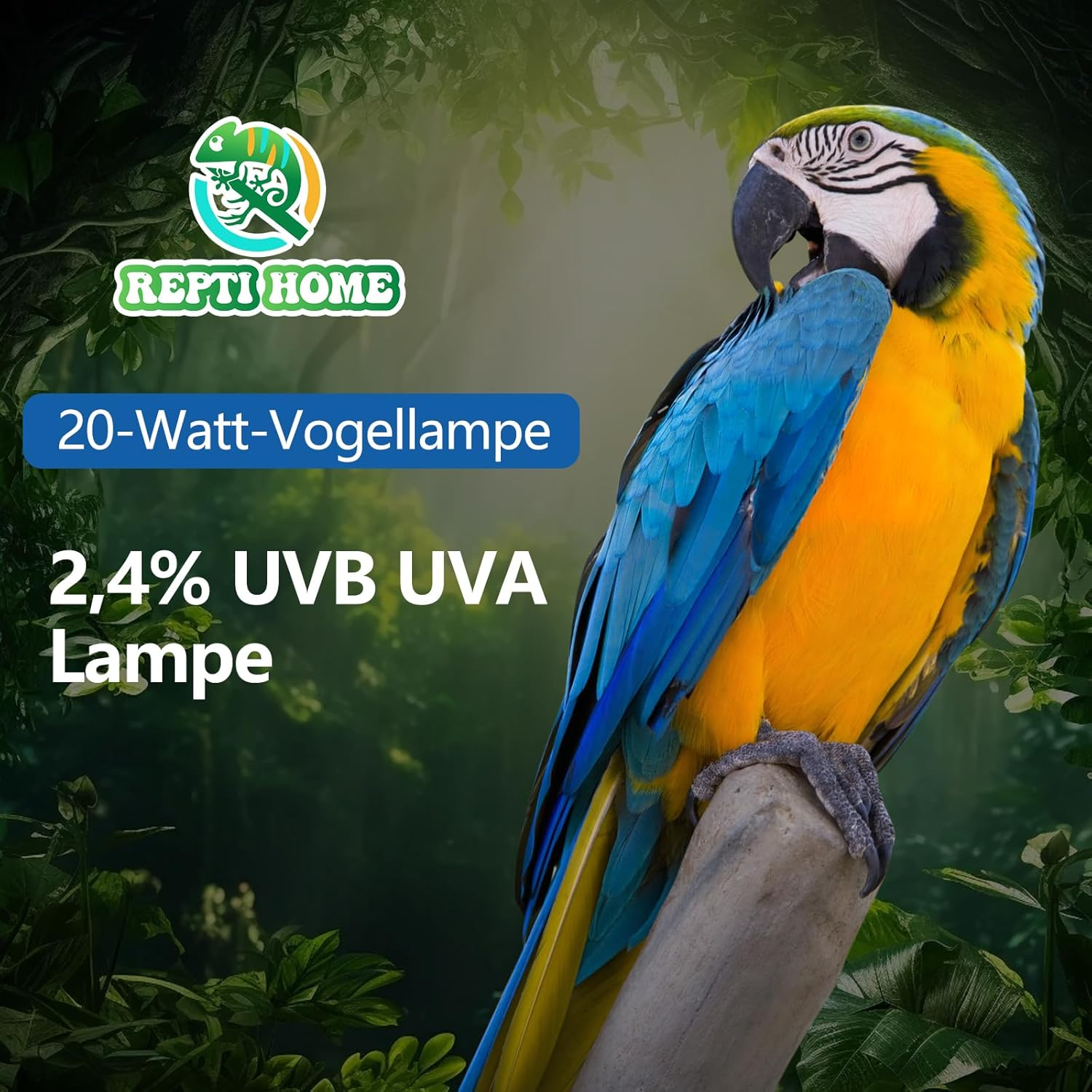 20 W Bird Lamp 2.4% UVB, E27 Compact UVA UVB Lamp for Birds, Parrots, Various Birds image number 4