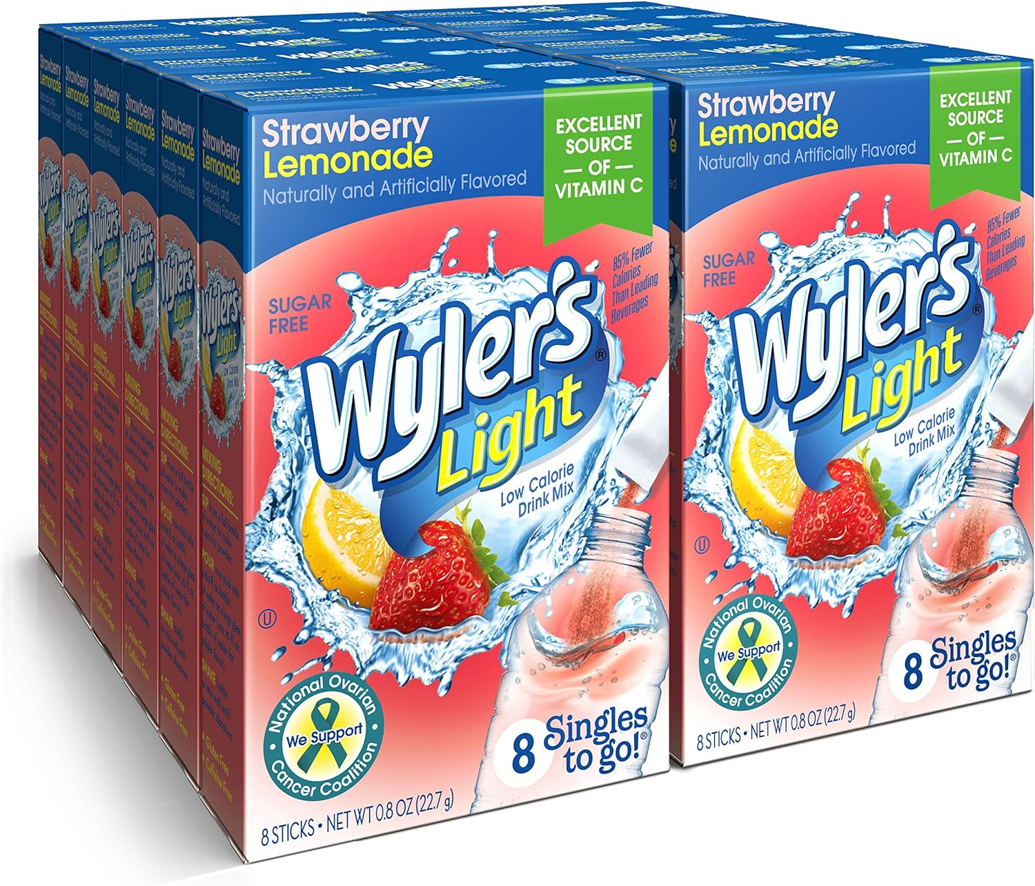 Wyler'S Light Singles to Go Powder Packets, Water Drink Mix, Watermelon Lemonade, 96 Servings, 8 Count X Pack of 12 image number 6
