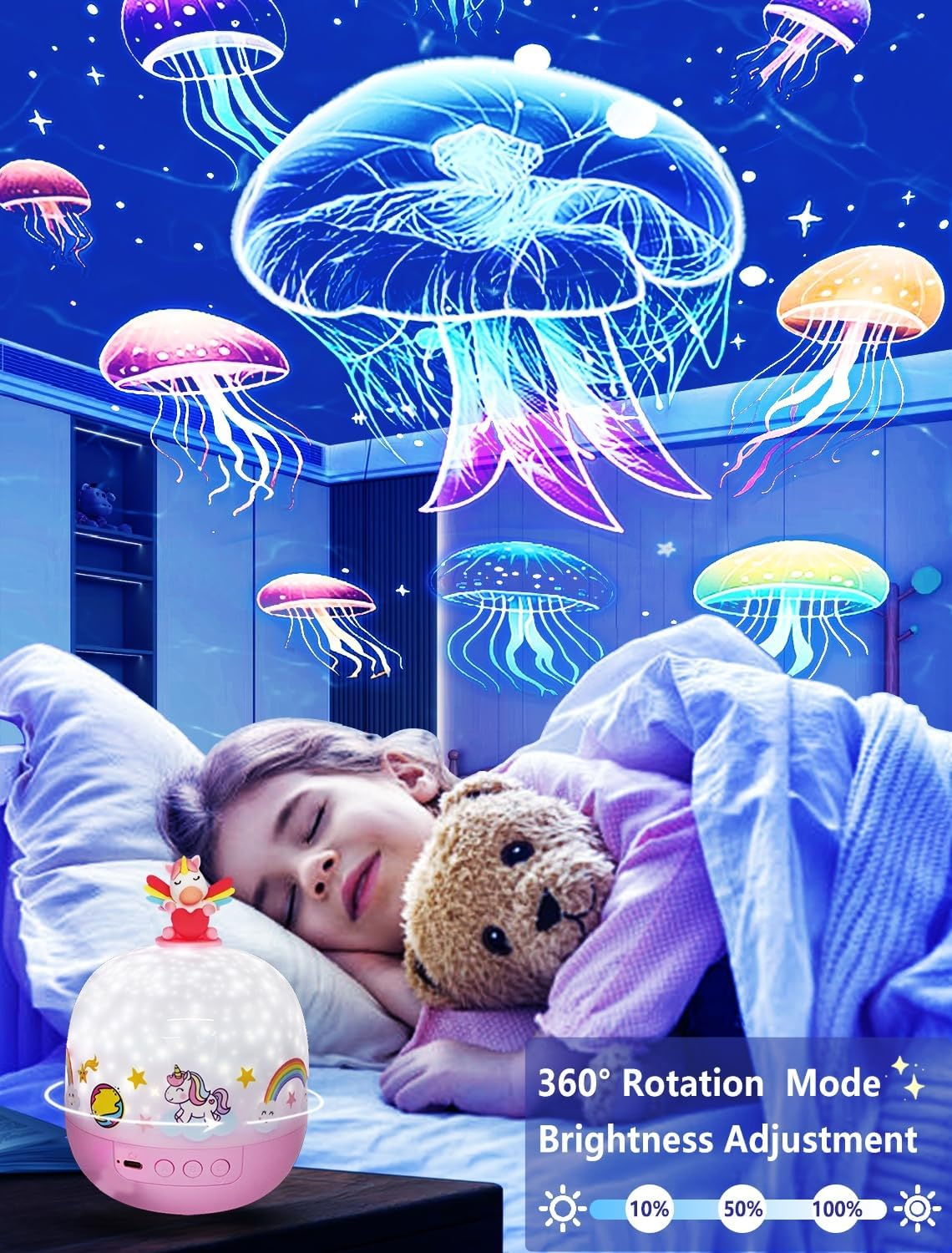 21 Set of Films Ceiling Projector Kids Light, Unicorn Star Night Light Projector, Light Projector for Kids Room, Girls Bedroom, 360&deg; Rotating, Birthday, Christmas, Gifts image number 4