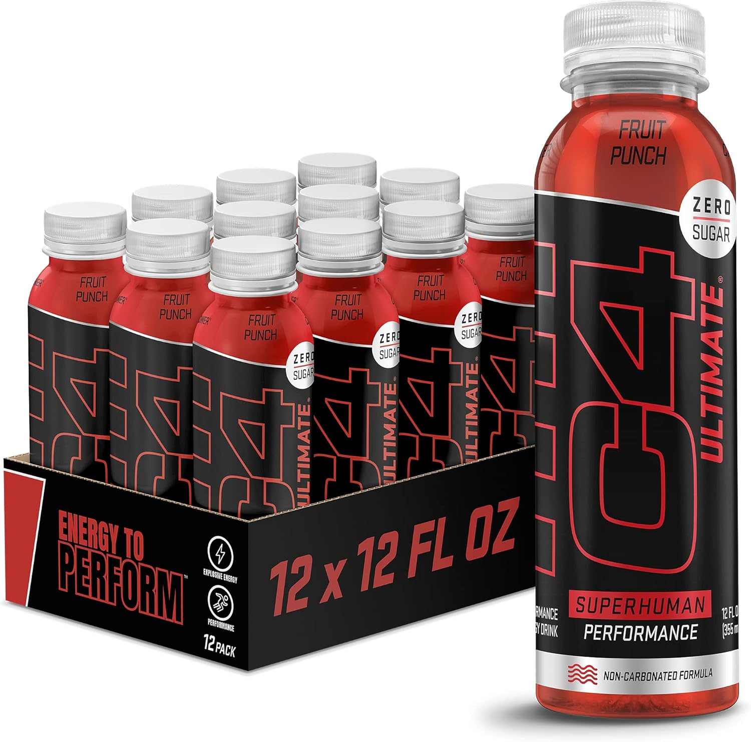 C4 Ultimate Non-Carbonated Zero Sugar Energy Drink, Pre Workout Drink + Beta Alanine, 12 Fl Oz (Pack of 12) image number 2