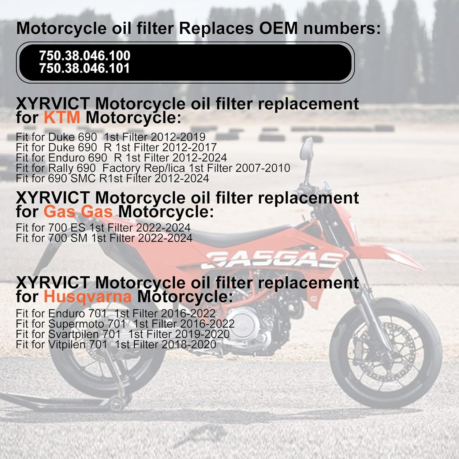 6Pcs Oil Filter HF651 for Duke 690 2012-2019 for Enduro 690 2012-2024 for Rally 690 2007-2010, 750.38.046.100 750.38.046.101 image number 1